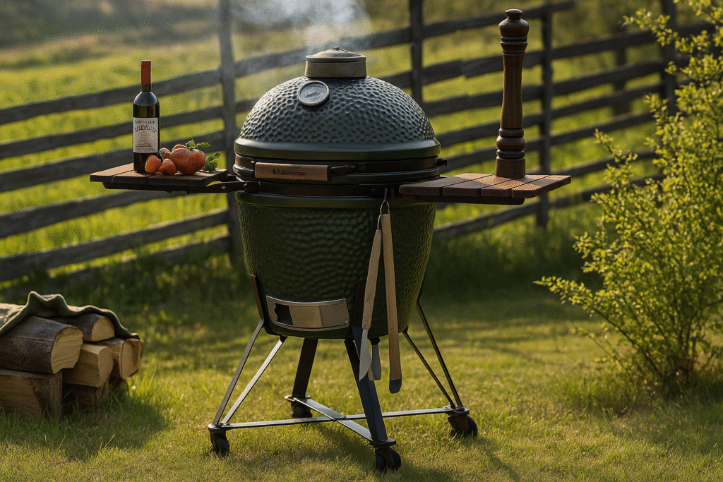 kamado grilli savustus käynnissä