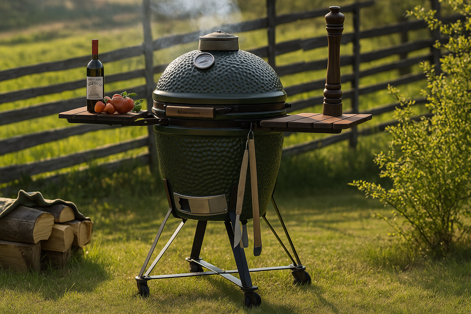 kamado grilli savustus käynnissä