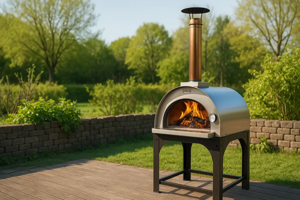 puulämmitteinen pizzauuni pihalla