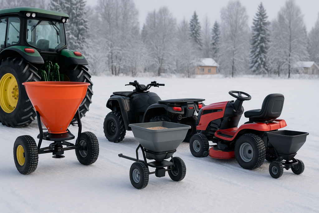 eri hiekanlevittimiä vierekkäin