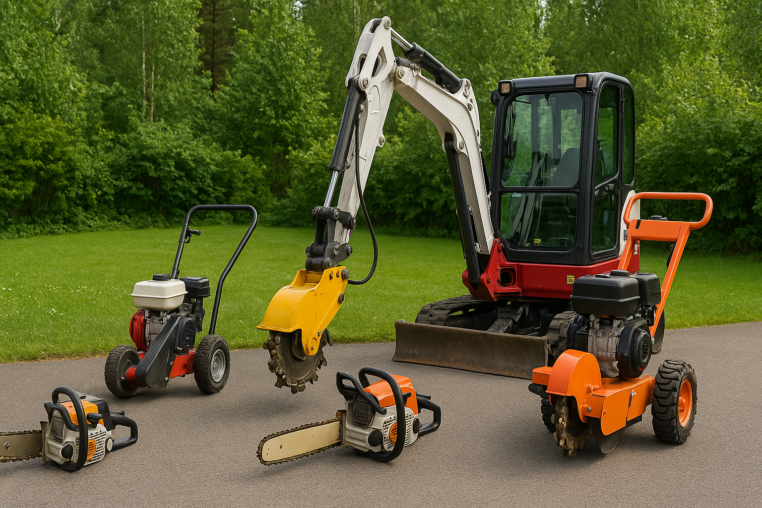 eri kantojyrsimiä pihalla