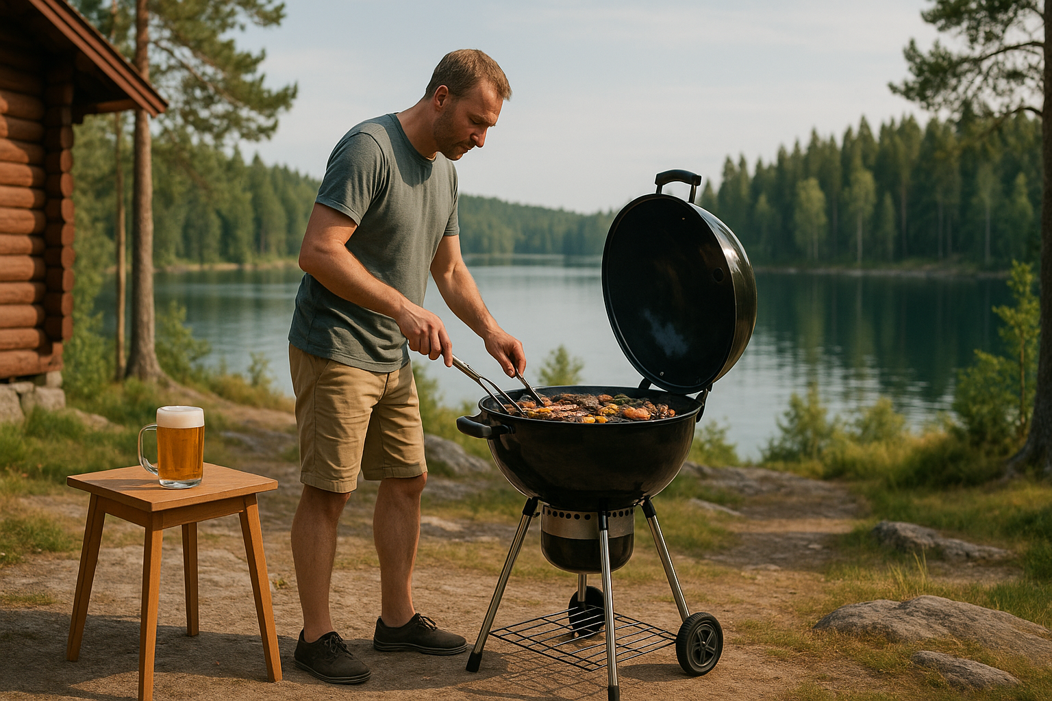 hiiligrillin käyttöä mökillä