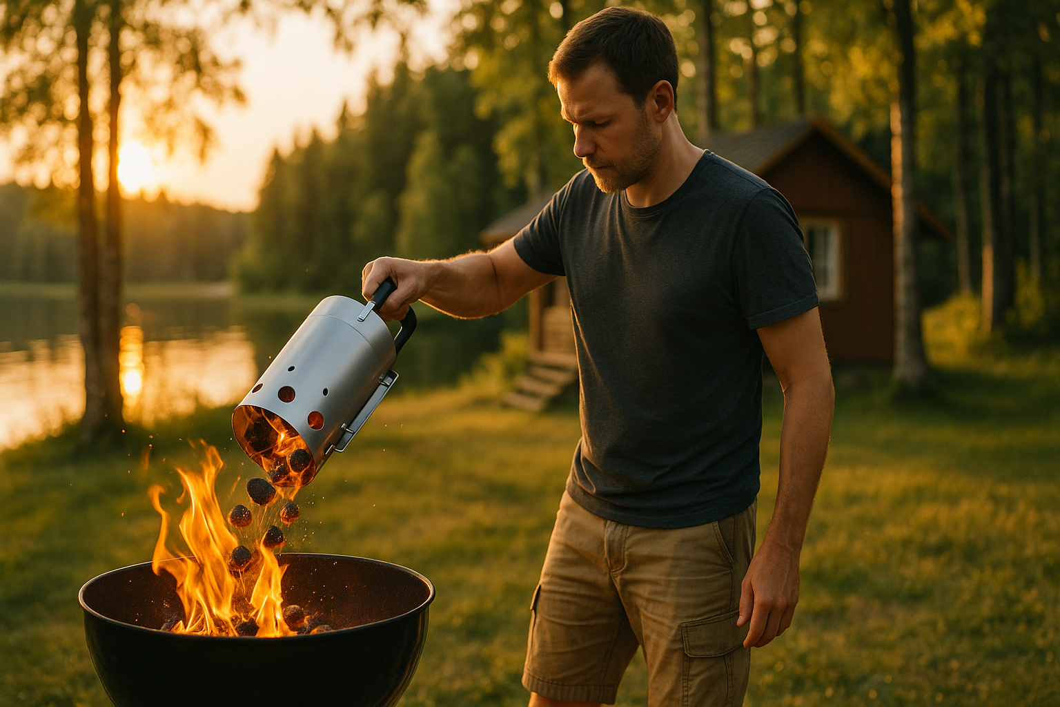 hiiligrillin sytytys piippusytyttimellä