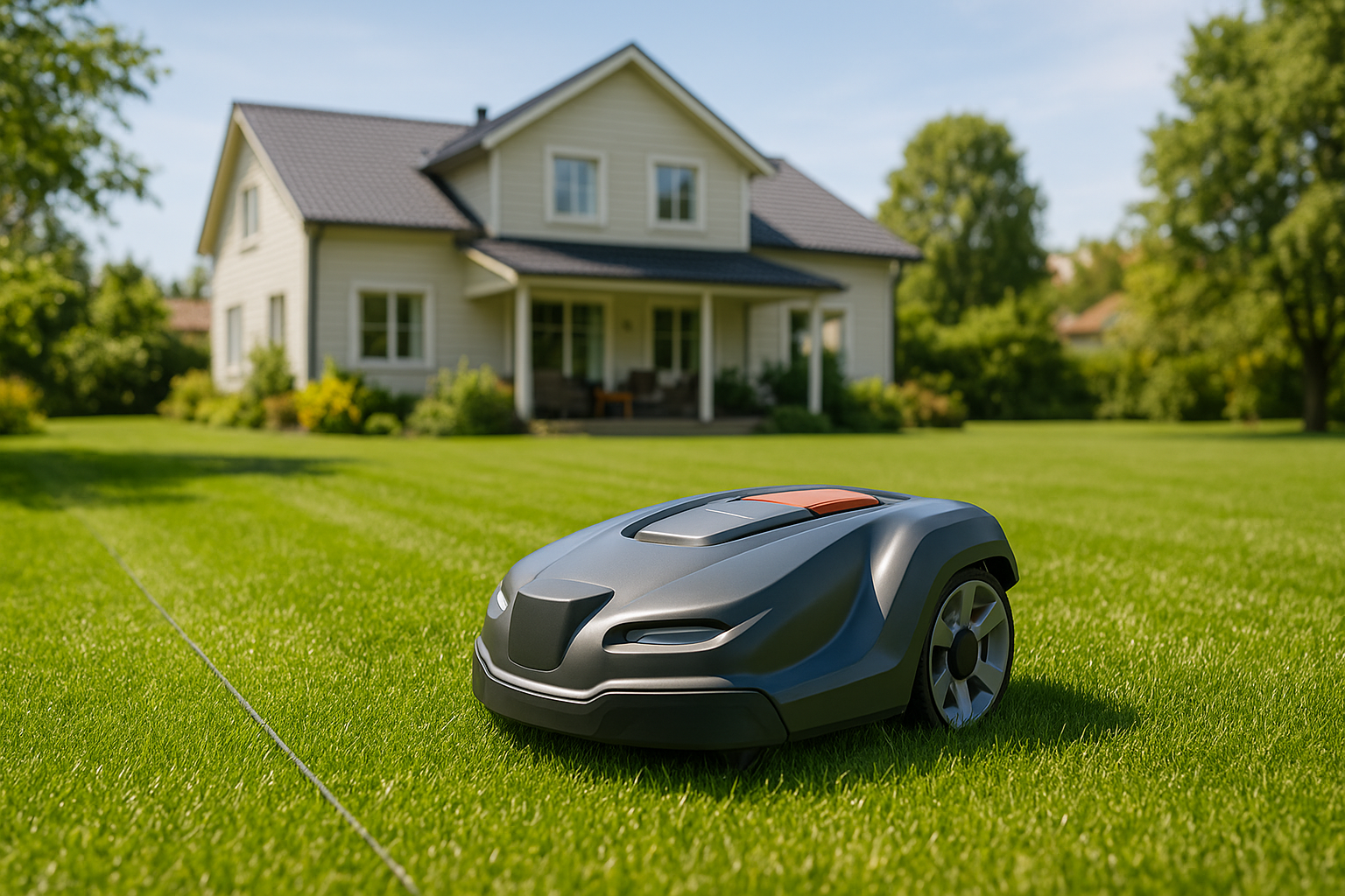 robottiruohonleikkuri isolla pihalla