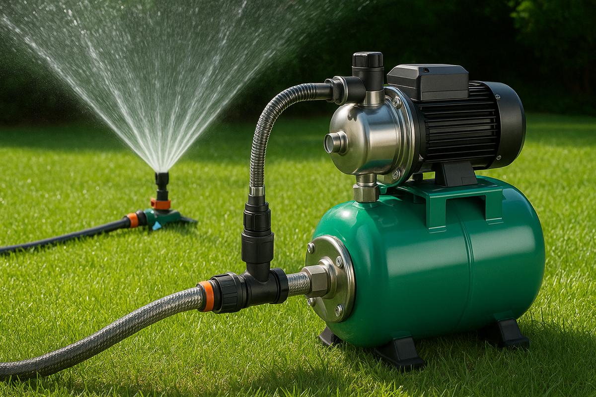 Vesiautomaatti puutarhan kastelujärjestelmässä – tasainen vedenpaine sadettimille.